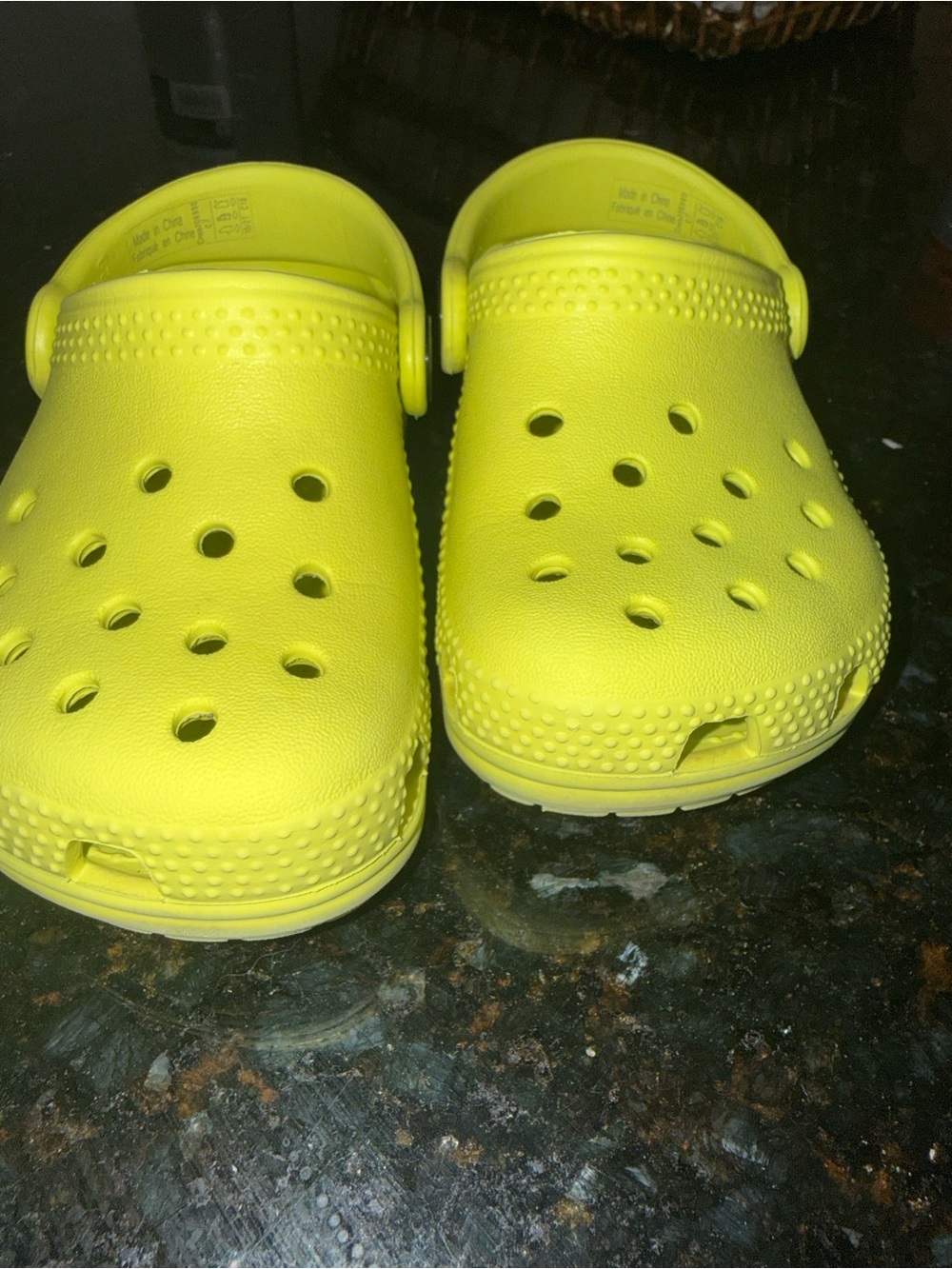 Kids Crocs Classic Clogs Neon Yellow Size C7